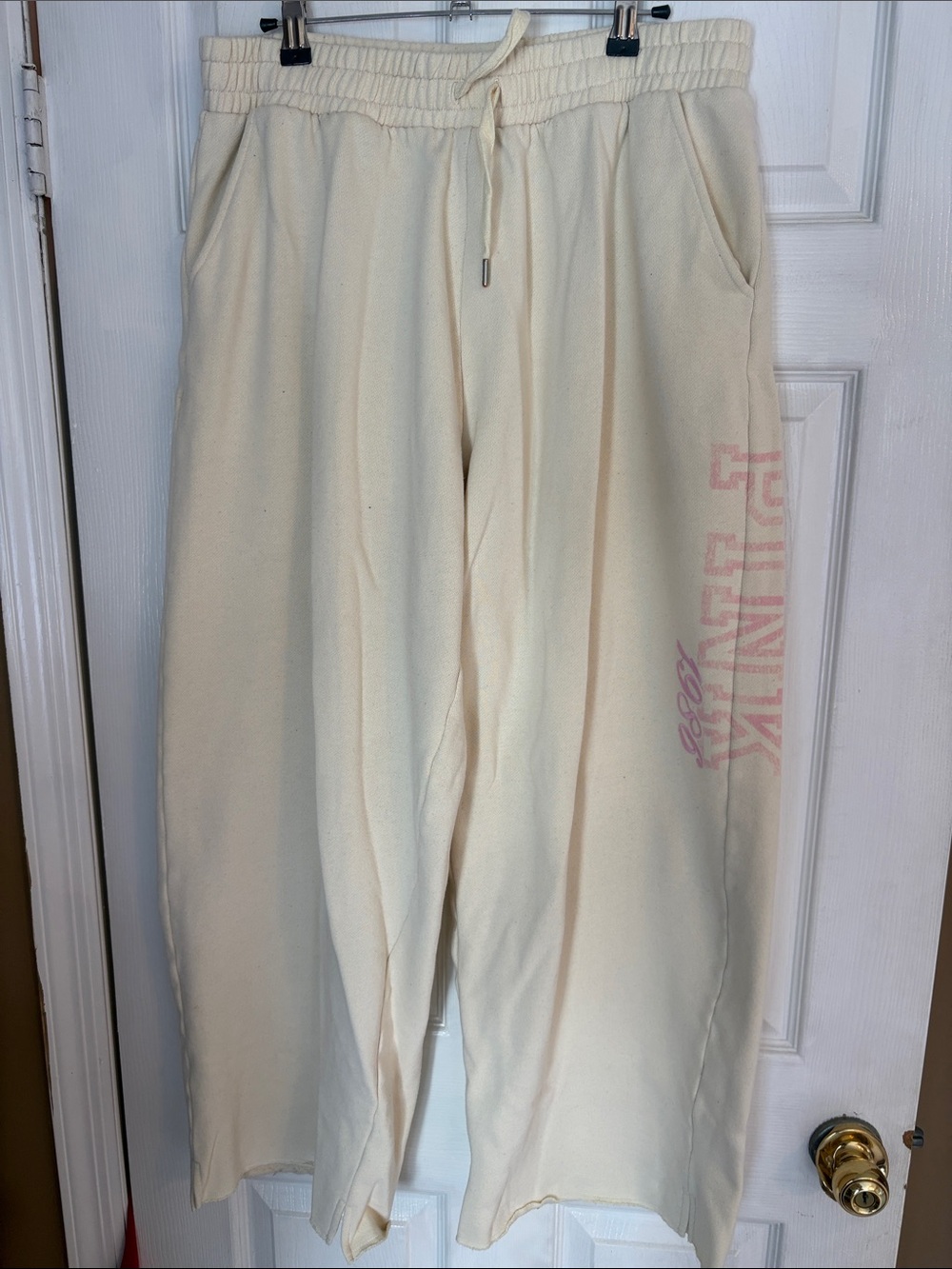 PINK Victoria's Secret Cream Jogger Pants with Pink Logo